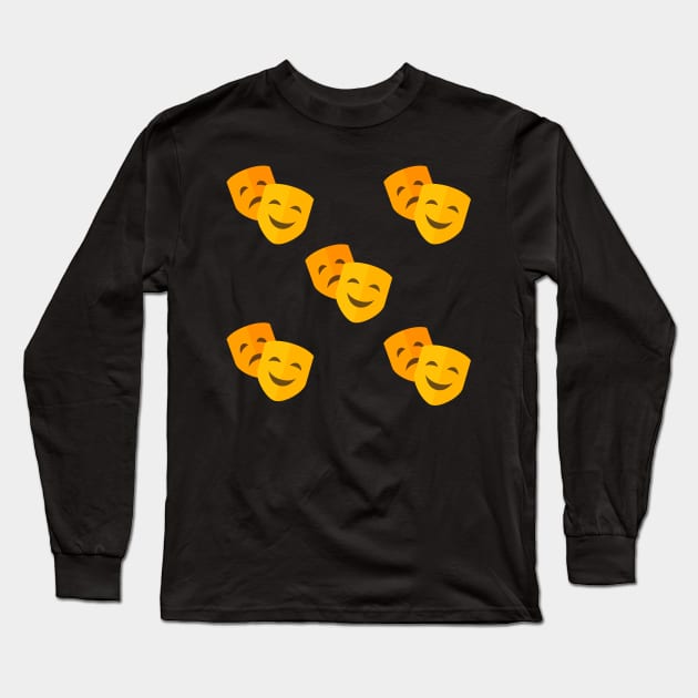 Theatre Masks Perfect Theatre Gift Pattern Long Sleeve T-Shirt by Teatro